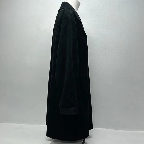 Dennis Basso Coat Heavy Pure Suede Button Down Welted Pocket Black Plus Size 3X - Picture 5 of 10